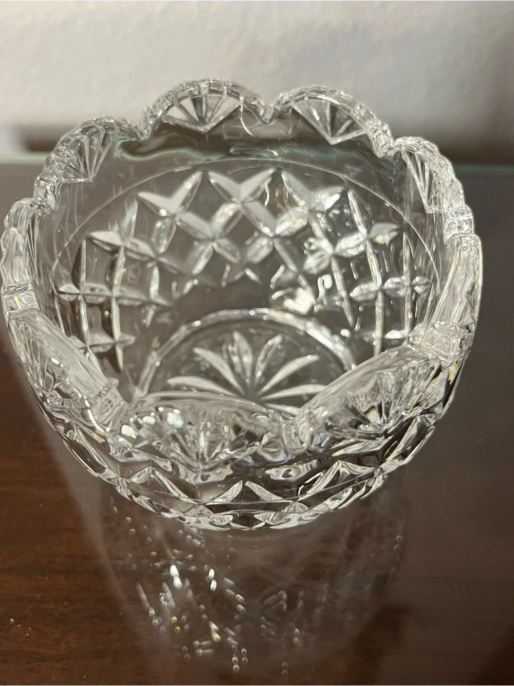 Shannon 24% Lead Crystal Small Bowl or Votive, Scallop Candy Dish Vase Bohemian